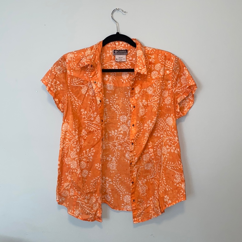 Columbia Orange Button Up Shirt